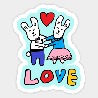 love bunny, rabbits, hand drawing Sticker